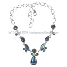 Topaz y peridoto azul de labradorita con el collar del filamento de la plata esterlina 925 para el regalo